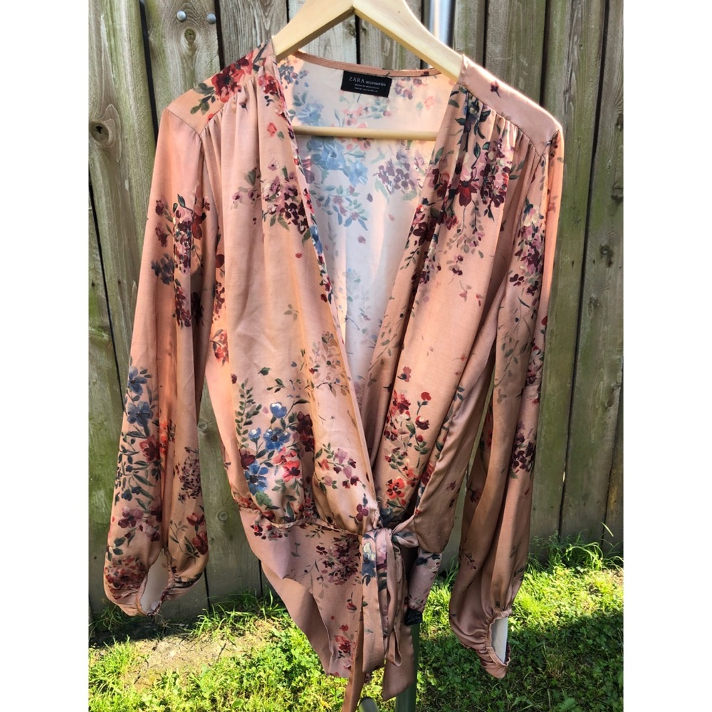ZARA FLORAL SATIN BODY SUIT
